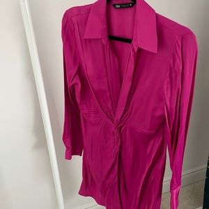 Zara Hot Pink Shirt Dress